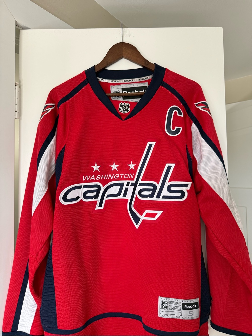 Reebok OVECHKIN Capitals Red and Navy Hockey Jersey with Official NHL Patch
